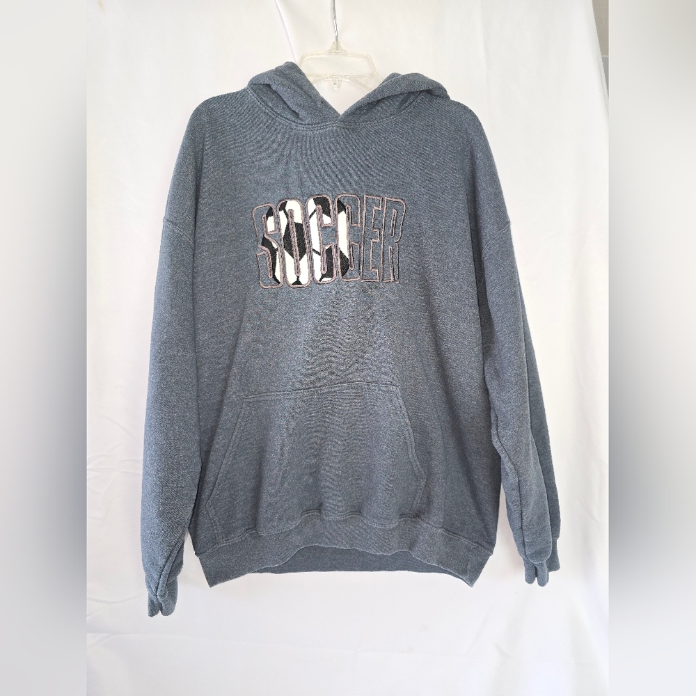 Gildan Charcoal Hoodie with Soccer Design